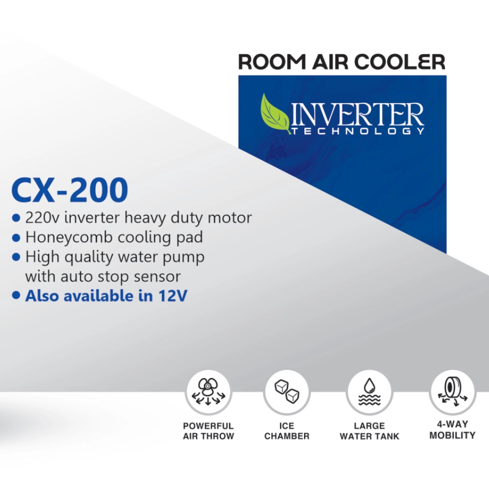Climax CX-200 Inverter Room Air Cooler – 75L Tank – Honeycomb Pad