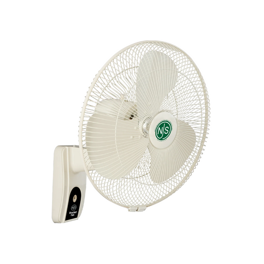Wall-mounted fan with visible NJS brand logo on a white background