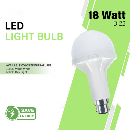 NJS 18-Watt LED Light Bulb - B22 Bayonet Cap - Energy Saving