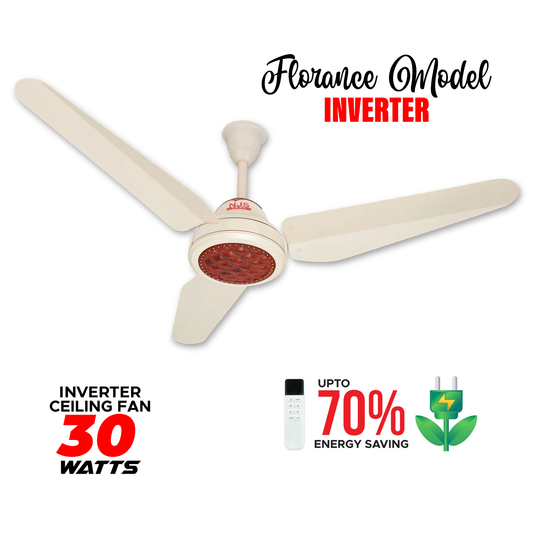 NJS Florance Inverter Ceiling Fan - 30 Watt Power Efficient - Dark Wood Color