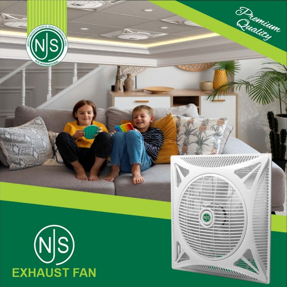 NJS 2x2 False Ceiling Fan, in white color, Stylish Cooling for False Ceilings & Commercial Spaces on white background