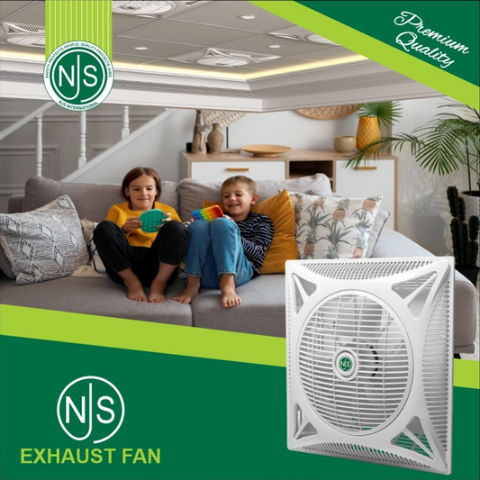 NJS 2x2 False Ceiling Fan, in white color, Stylish Cooling for False Ceilings & Commercial Spaces on white background