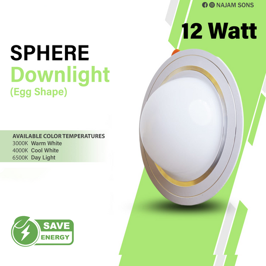 NJS Sphere Egg Shape Downlight - 12-Watt LED - Stylish & Energy Saving