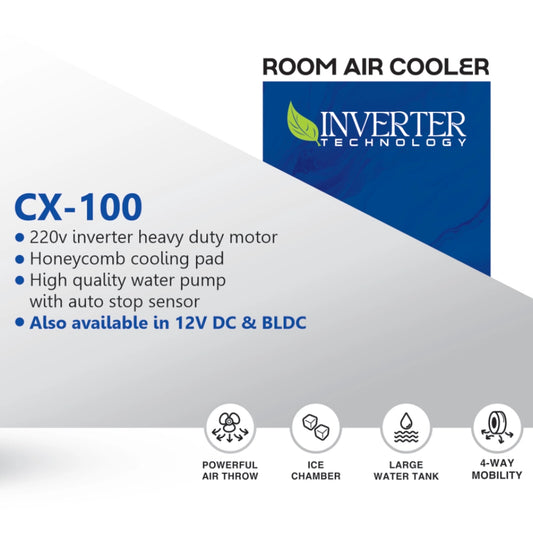 Climax CX-100 Inverter Room Air Cooler – Honeycomb Pad – Large Water Tank