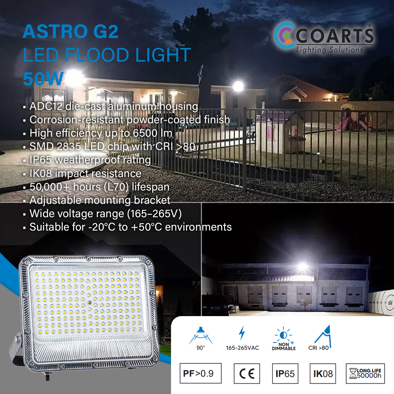 Coarts Astro G2 50W LED flood light for outdoor security and commercial lighting in Pakistan
