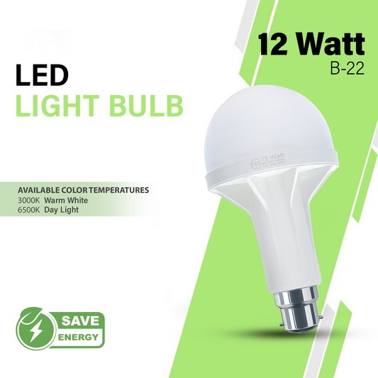 NJS 12-Watt LED Light Bulb - B22 Bayonet Cap - Energy Saving