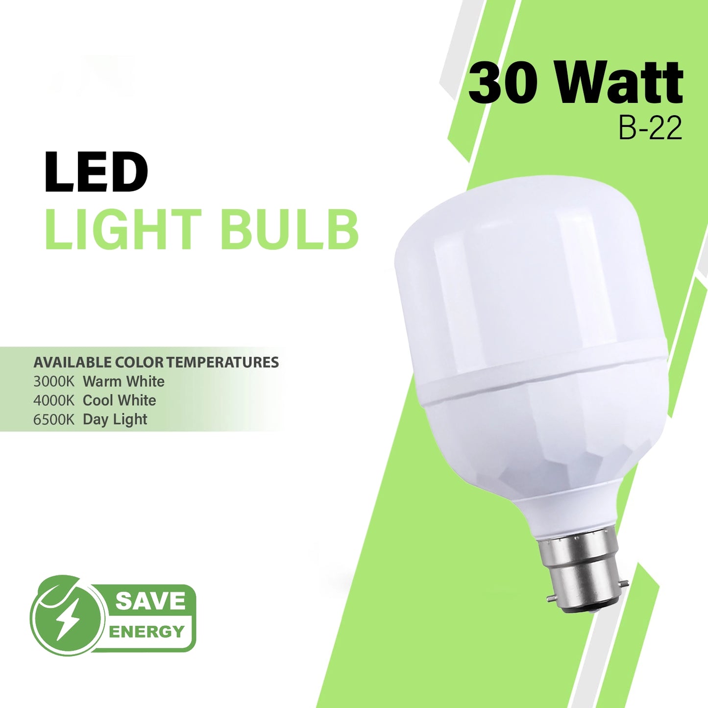 NJS 30-Watt LED Light Bulb - B22 Bayonet Cap - Energy Saving