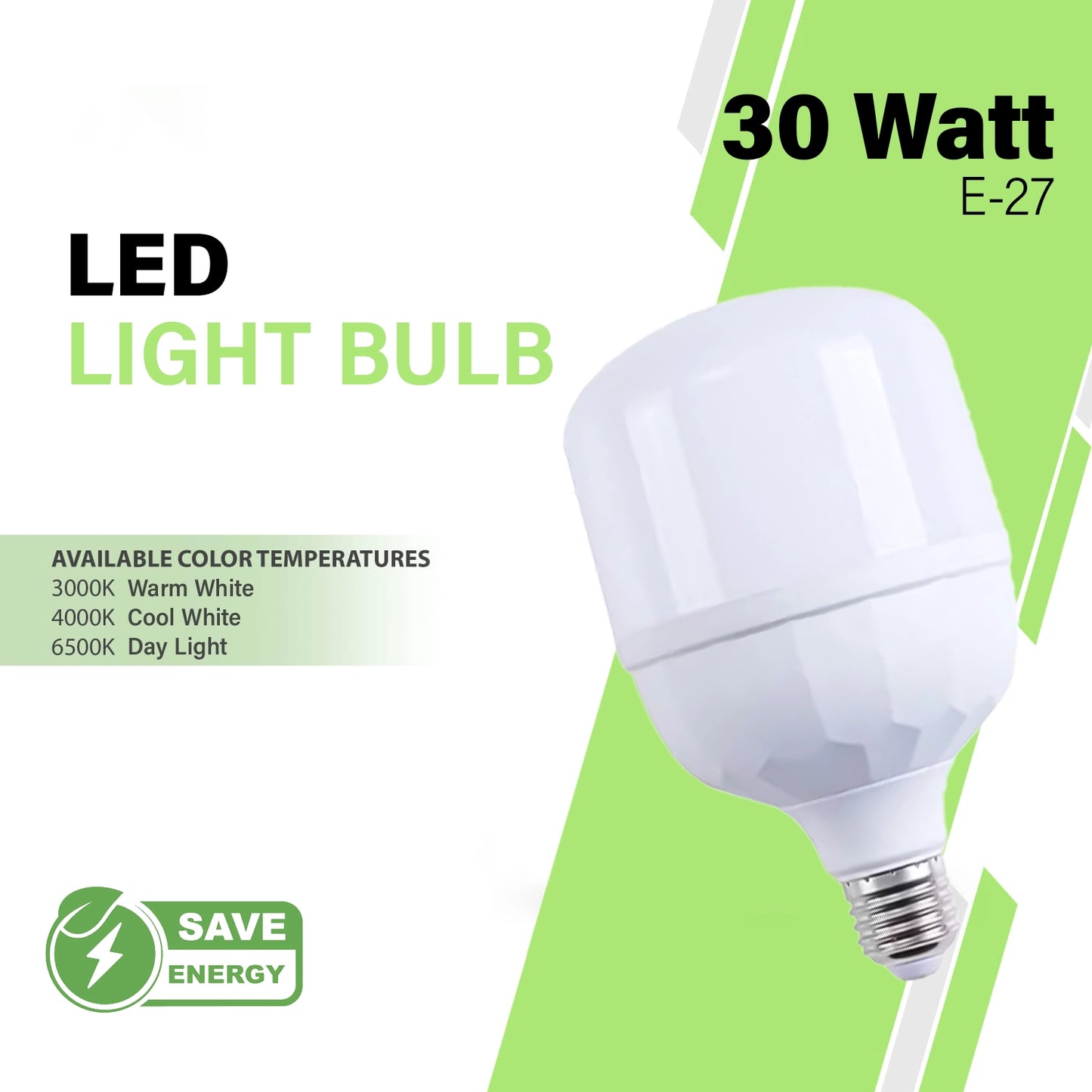 NJS 30-Watt LED Light Bulb - E27 Screw Cap - Energy Saving