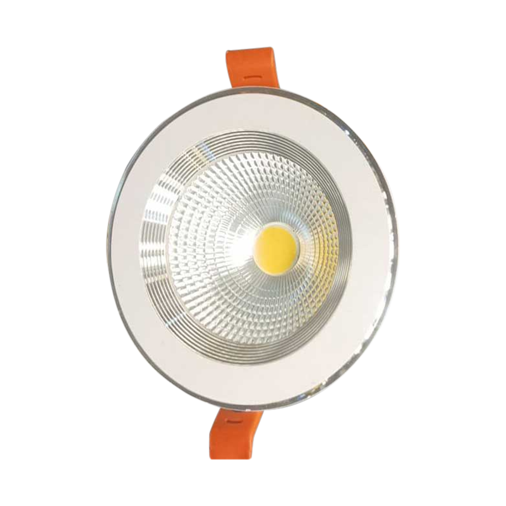 White NJS COB LED downlight on a white background