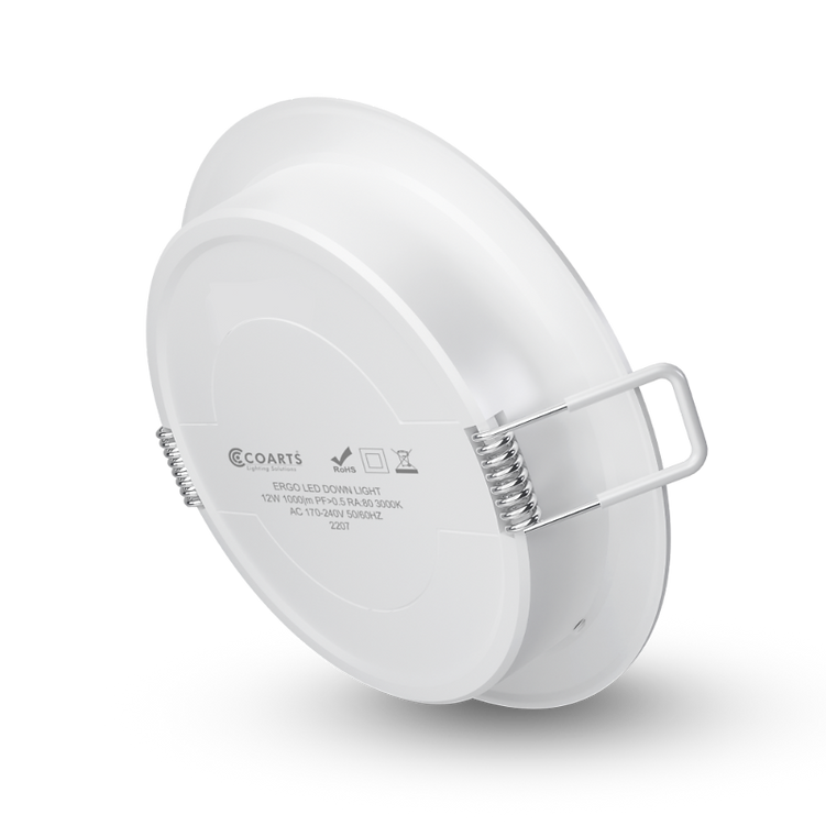Coarts Ergo 7W-12W LED downlight back profile showing slim recessed design for ceiling installation
