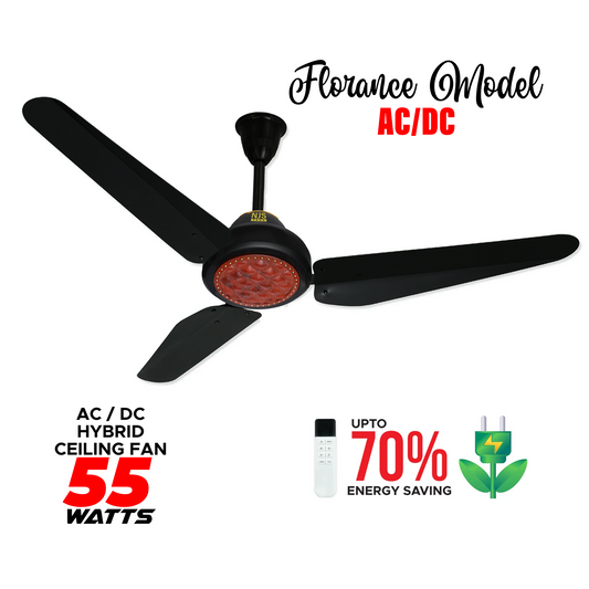 NJS Florance AC/DC Ceiling Fan - 55 Watt Eco-Friendly - Black Color