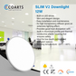 Coarts Slim V2 12W LED recessed downlight with slim profile for home and office ceiling lighting in Pakistan