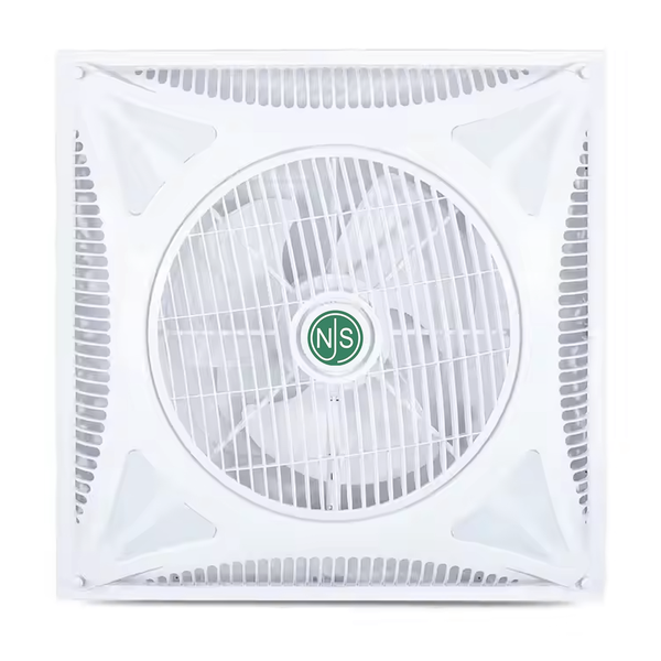 NJS 2x2 feet false ceiling fan in white color on white background