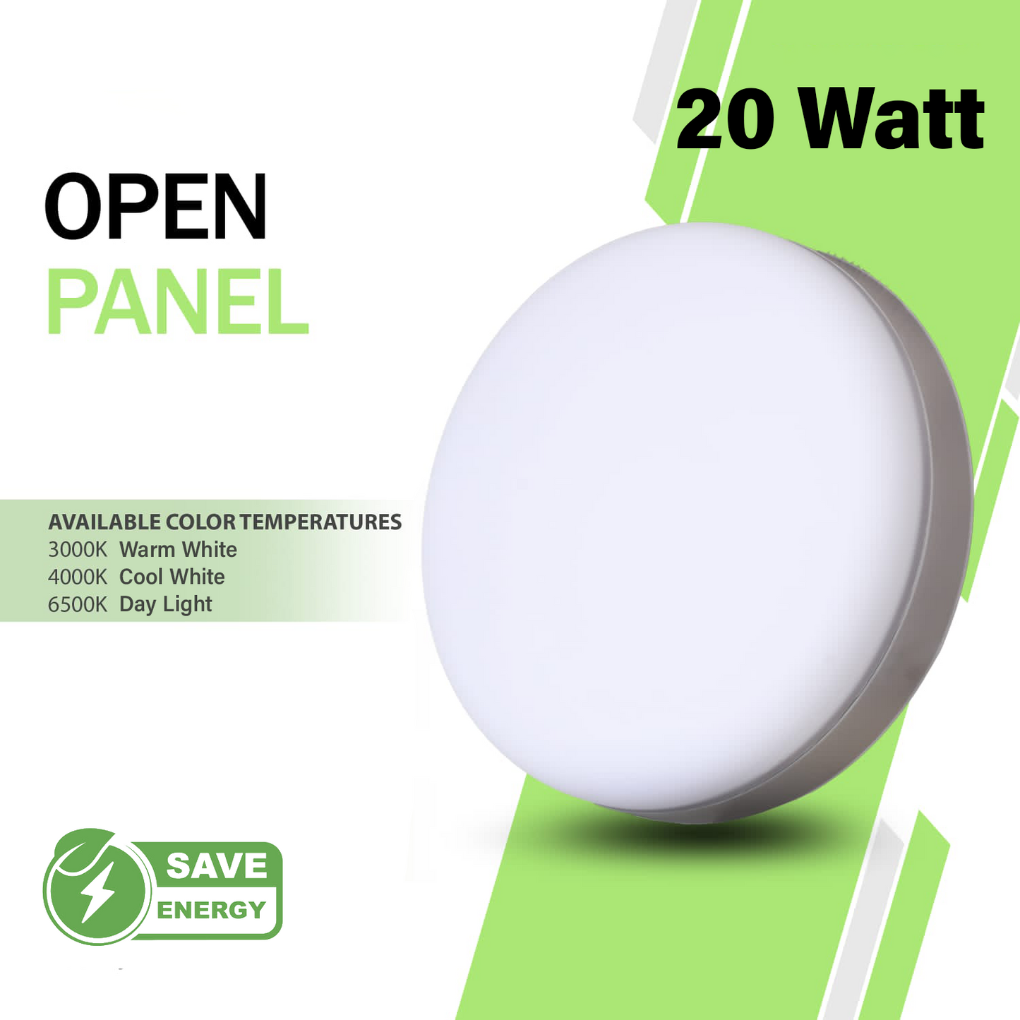 NJS 20-Watt Open Panel Round Light - High Brightness